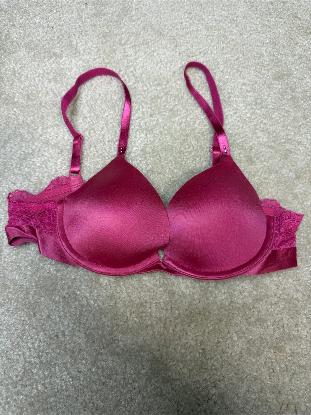Victoria's Secret Satin Push-Up Bra in Magenta